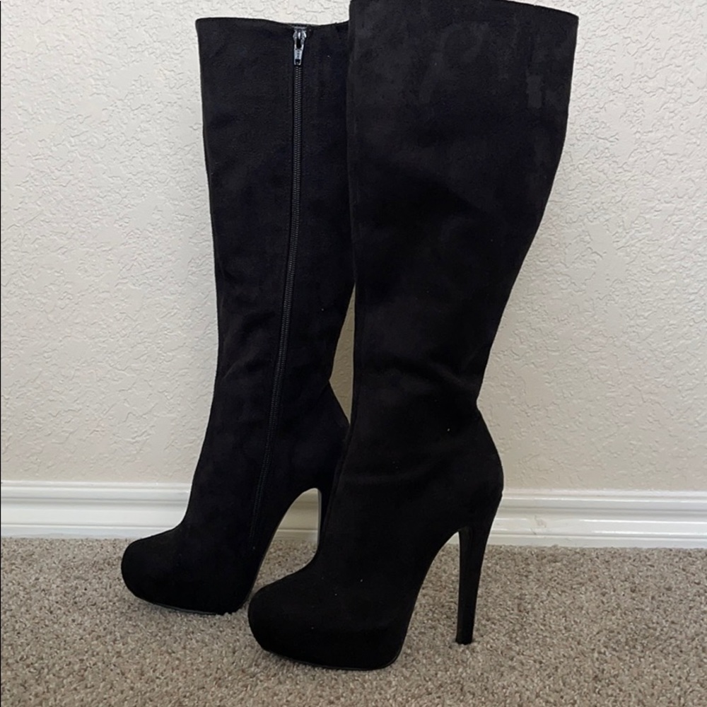 Knee high suede boots